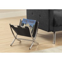 I 2034 Magazine Rack-Black Leather-Look/Chrome Metal (Online Only)