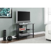 A-6052 TV Stand-36 "L/ Black Metal with Tempered Black Glass (Online Only)