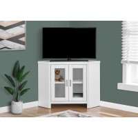 I 2703 TV Stand-42 "L /White Corner with glass Doors (Online only)