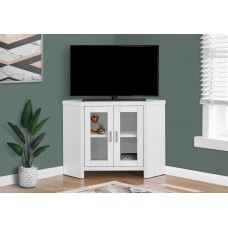 A-3072 TV Stand-42 "L /White Corner with glass Doors (Online only)