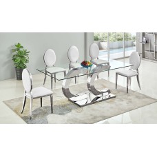 CeeCee 72" Clear 12mm.Glass with Silver Base Dining Table (Online Only)
