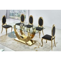 Crescent Clear Glass and Gold Dining Table (online only)