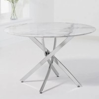 Genesis 39" Round Dining Table Glass Marble Top