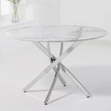 Genesis 39" Round Dining Table Glass Marble Top 