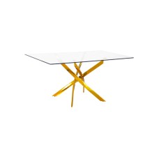 Genesis  Gold Rectangle 54" Clear glass Top Dining Table   (Online Only)