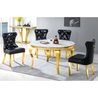 Imperial Gold Round 48 " Marble Top Dining table (Online only)
