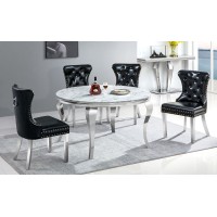 Imperial Silver 48 "Round Marble Top Dining table (Online only)
