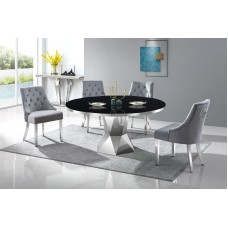 Majestic 60" Round Black Glass Top Dining Table (Online only)