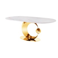 Moon Marble Top Dining Table Gold (Online only)