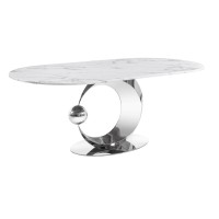 Moon Marble Top Dining Table Silver (Online only)