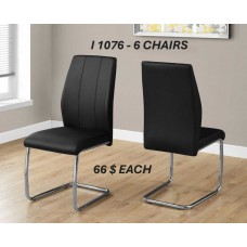 I 1076 Dining Chair-39"H Black Leather-Look Chrome. SET OF 6 CHAIRS (Online only)