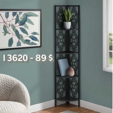 I 3620 Bookcase, Shelf 62"H Black/Black Metal Corner Etagere (Online Only)