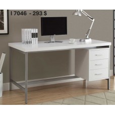 I 7046 Computer Desk-60"L, White/Silver Metal  ( Online Only)