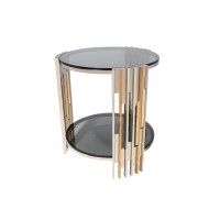 31-075 Manila Silver and Gold Stainless Steel Base Side Table. (Online only)