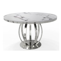 31-094 Silver Shaw 51" Dia. with Faux Marble Top Dining Table (Online only)