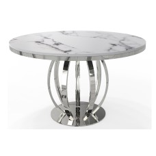 31-094 Silver Shaw Dining Table with Marble Top (Online only)