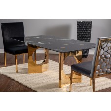 31-099 Brighten Gold  Base with Marble Glass Dining Table (Online only)