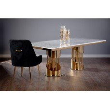 31-2306 Pillar Gold and Faux Marble Top Dining Table (Online only)
