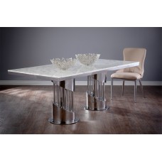 31-2306 Pillar Silver Dining Table with faux Marble Top (Online Only )