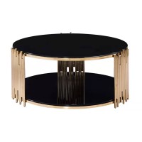 34-096 Liberty Gold Coffee Table with Black or Marble Glass Top (Online Only)