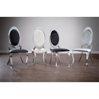 53-001 Silver Janet Dining Chair Black Leatherette, White Leatherette, Black Velvet or Grey Velvet (Online Only)