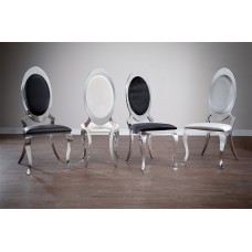 53-001 Silver Janet Dining Chair Black Leatherette, White Leatherette, Black Velvet or Grey Velvet (Online Only)