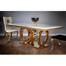 53-156 Sultana Gold White & Grey Faux Marble Top Dining Table (Online only)