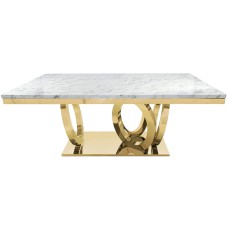 53-156 Sultana Gold White Grey Faux Marble Top Dining Table (Online only)