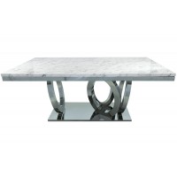 53-156 Sultana Silver White & Grey Faux Marble Top Dining Table (Online only)