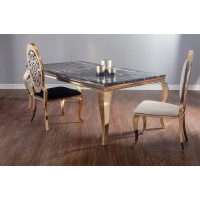53-163 Gold Tusk Black & White Faux Marble Dining Table 79 " (Online only)