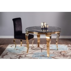 53-177 Tusk Round Faux Marble Top Dining Table Gold Legs (Online Only)