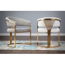 53-179 Lotus Gold Accent Chair. Grey or White Boucle Fabric (Online Only)