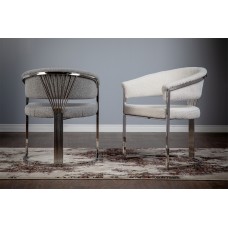 53-179 Lotus Silver Accent Chair. Grey or Light Beige  Boucle Fabric (Online Only)