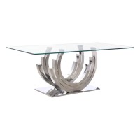 Crescent Clear Glass and Silver Dining Table (online only)