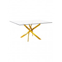 Genesis  Gold Rectangle 63" Clear glass Top Dining Table   (Online Only)