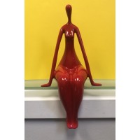 Relax Yoga Woman Statue. Red, Black, White