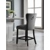 ST-6010 Grey Velvet Plush Cushioned Barstool with Chrome Nailhead and Chrome Ring.  SET OF 2 CHAIRS (Online only)