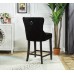 ST-6015 Black PU Plush Cushioned Barstool with Chrome Nailhead and Chrome Ring.  SET OF 2 CHAIRS (Online only)