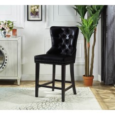 ST-6015 Black PU Plush Cushioned Barstool with Chrome Nailhead and Chrome Ring. (Online only)