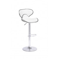 ST-7703 White PU Adjustable Bar Stool with chrome metal base. SET OF 2 CHAIRS  (Online only)