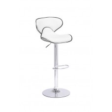 ST-7703 White PU Adjustable Bar Stool with chrome metal base. (Onine only)