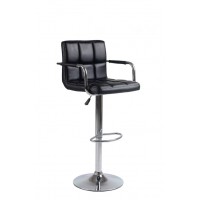 ST-7730 Black PU with Metal Base Adjustable Bar Stool.  SET OF 2 CHAIRS (Online only)