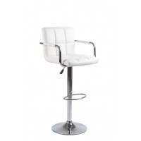 ST-7733 White PU with Metal Base Adjustable Bar Stool. SET OF 2 CHAIRS (Online only)