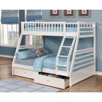 B-117-W Twin/Full White Bunk Bed Converts into 2 Beds.(Online only)