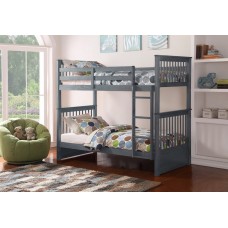 B-121-G Twin/Twin Grey Wooden Bunk Bed Converts into 2 Beds.(Online only)