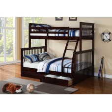 B-122-E Single/Double Espresso wooden Bunk bed Converts into Two Beds. (Online only)