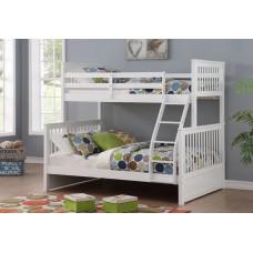 B-122-W Single/Full White wooden Bunk bed Converts into Two Beds. (Online only)