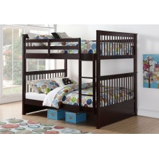 B-123-E  Espresso wooden Bunk Bed Convert Into Two bed. Full/Full Mission Bunk Bed . (Online only)