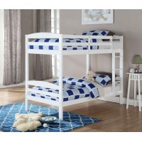 B-124-W Twin/Twin White Wooden Bunk Bed. (Online only)