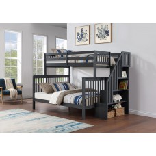 B-1851 Twin/Full Bunk Bed Grey (Online only)